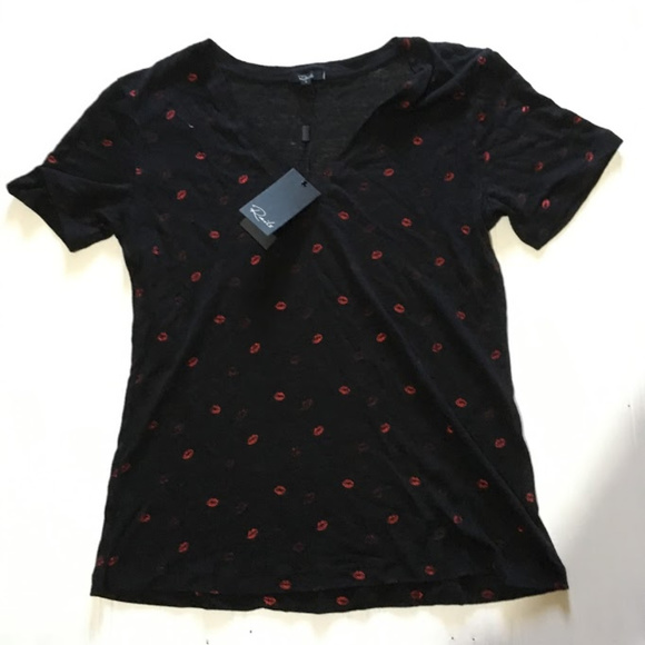 Rails Cara Black Kiss Me Shirt Size S - Picture 2 of 4